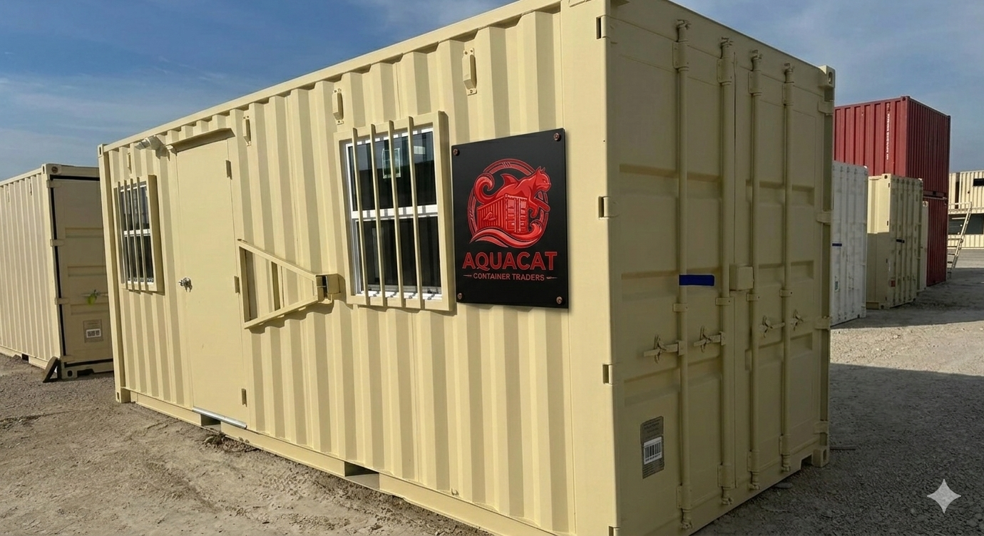 20ft mobile office with integrated storage for sale, ideal for on-site workspace and secure equipment storage