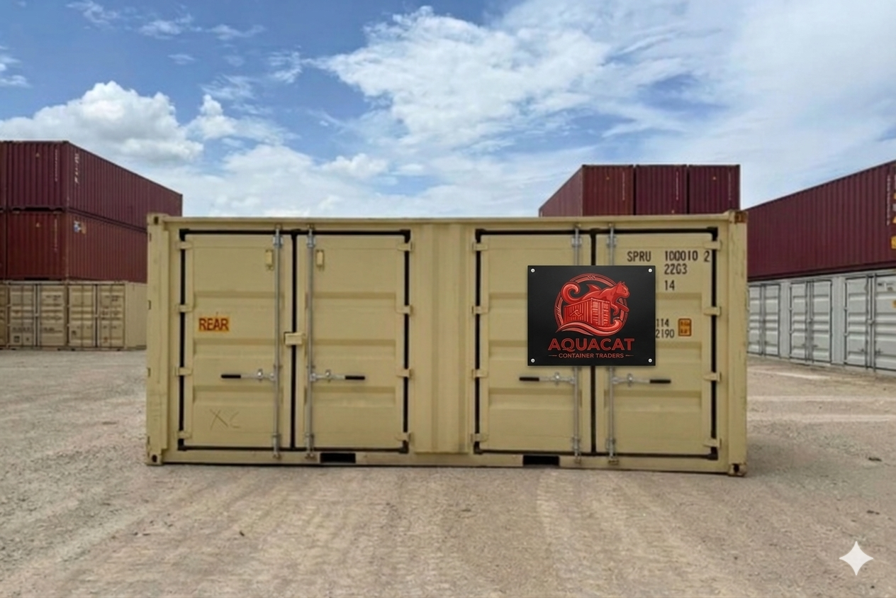 20ft one-trip side open shipping container with two doors, available for sale nearby.