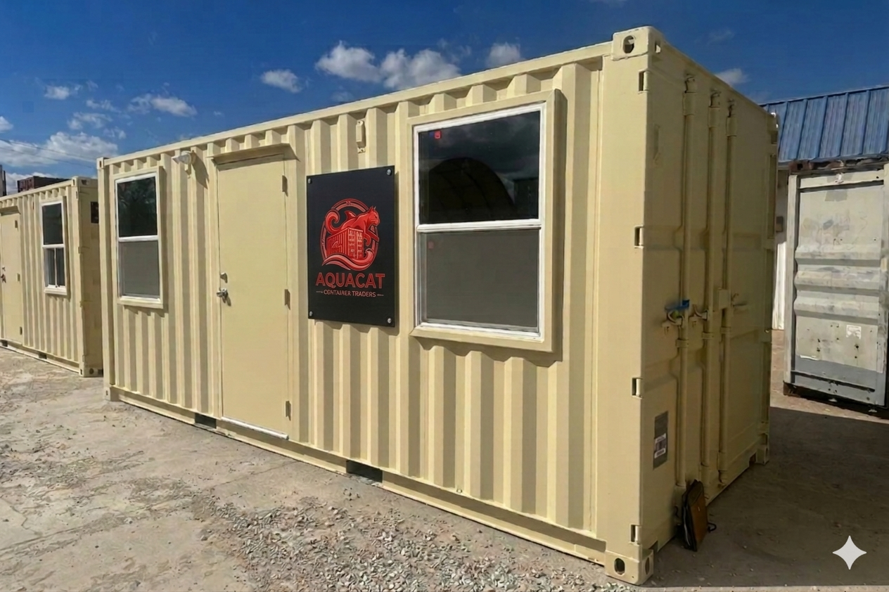 20ft simple cabin shipping container for sale, converted for comfortable living or office use.