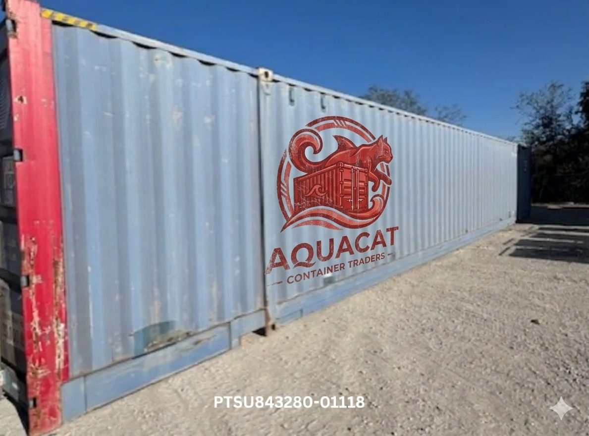 53-foot high cube shipping containers, showing extra height and large storage space, available for purchase